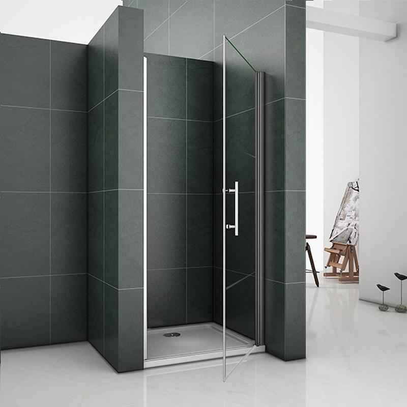 195cm hoog nis douchedeur enkelvouwdige draaideur, 5mm helder nano veiligheidsglas