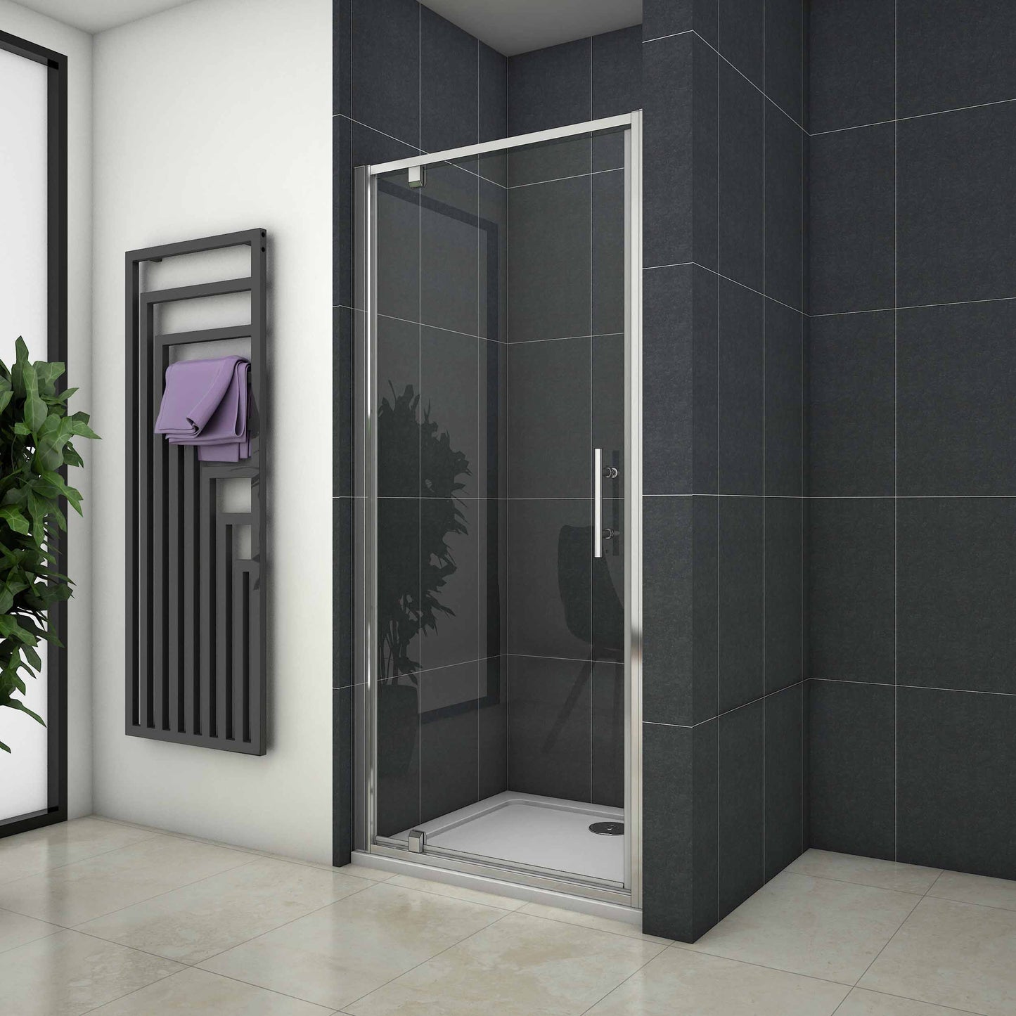 Douche Draaideur, 6mm Helder Veiligheidsglas, 185cm Hoog 100x185cm