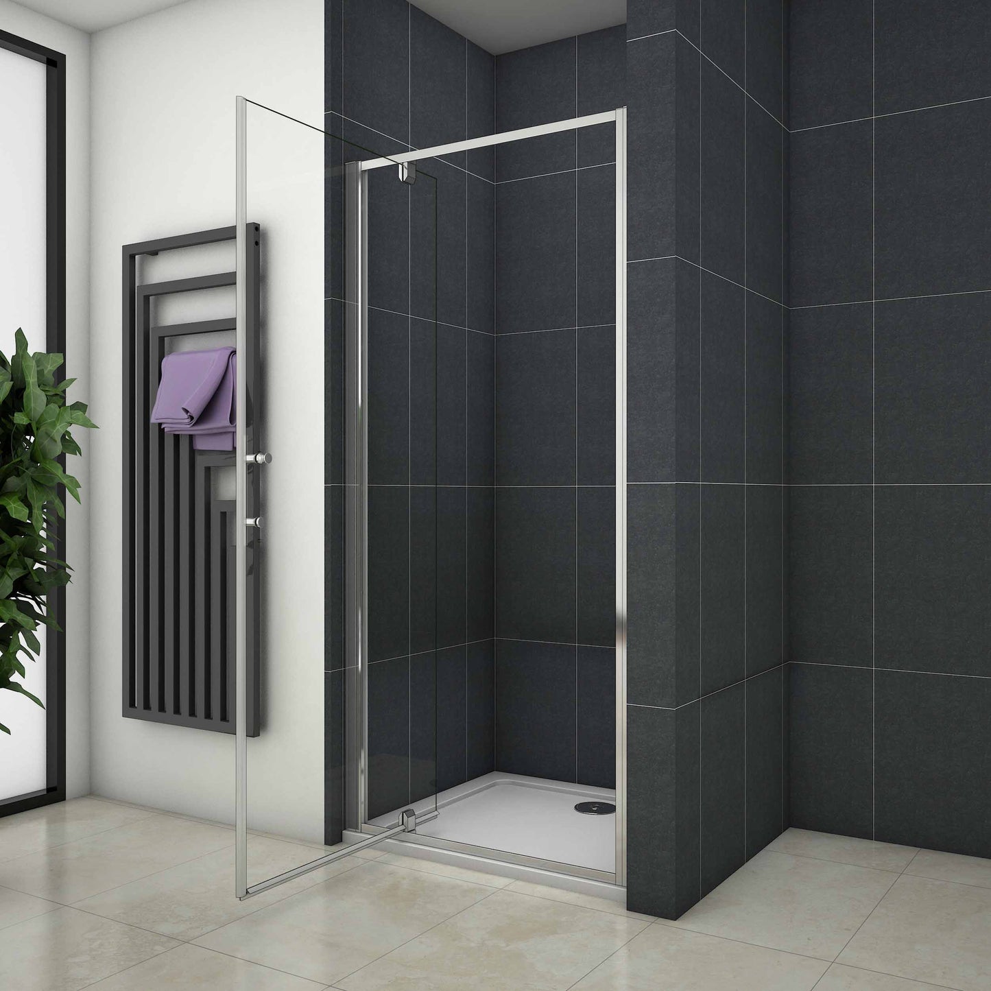 Douche Draaideur, 6mm Helder Veiligheidsglas, 185cm Hoog