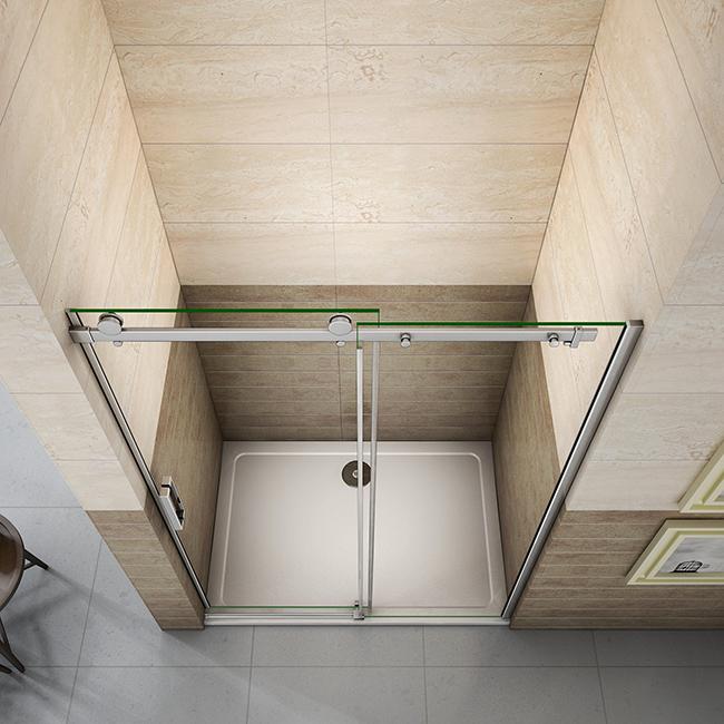 Schuifbare douchedeur, hoogte 195cm, 8mm helder antikalk NANO glas, hoogwaardige aluminium profielen