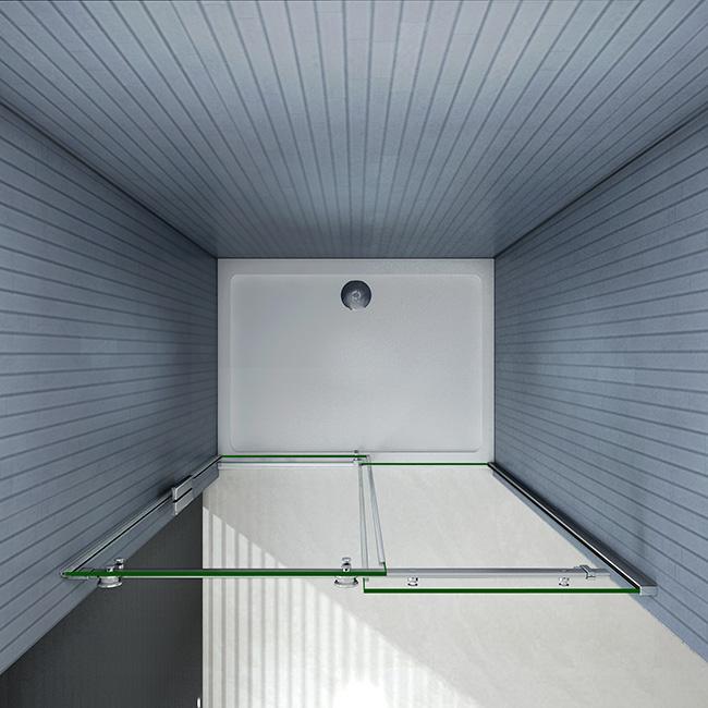 Schuifbare douchedeur hoogte 195cm, 6mm helder glas, hoogwaardige aluminium profielen