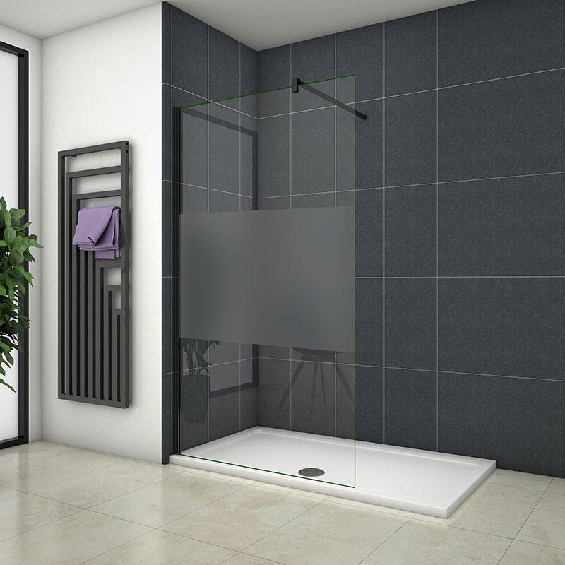 Inloopdouche doucheafscheiding, 200cm hoog, zwart NANO glas