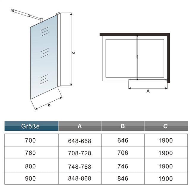 inloopdouche,douchescherm,stabilisator,6mm helder veiligheidsglas nano easyclean antikalk,douchewand