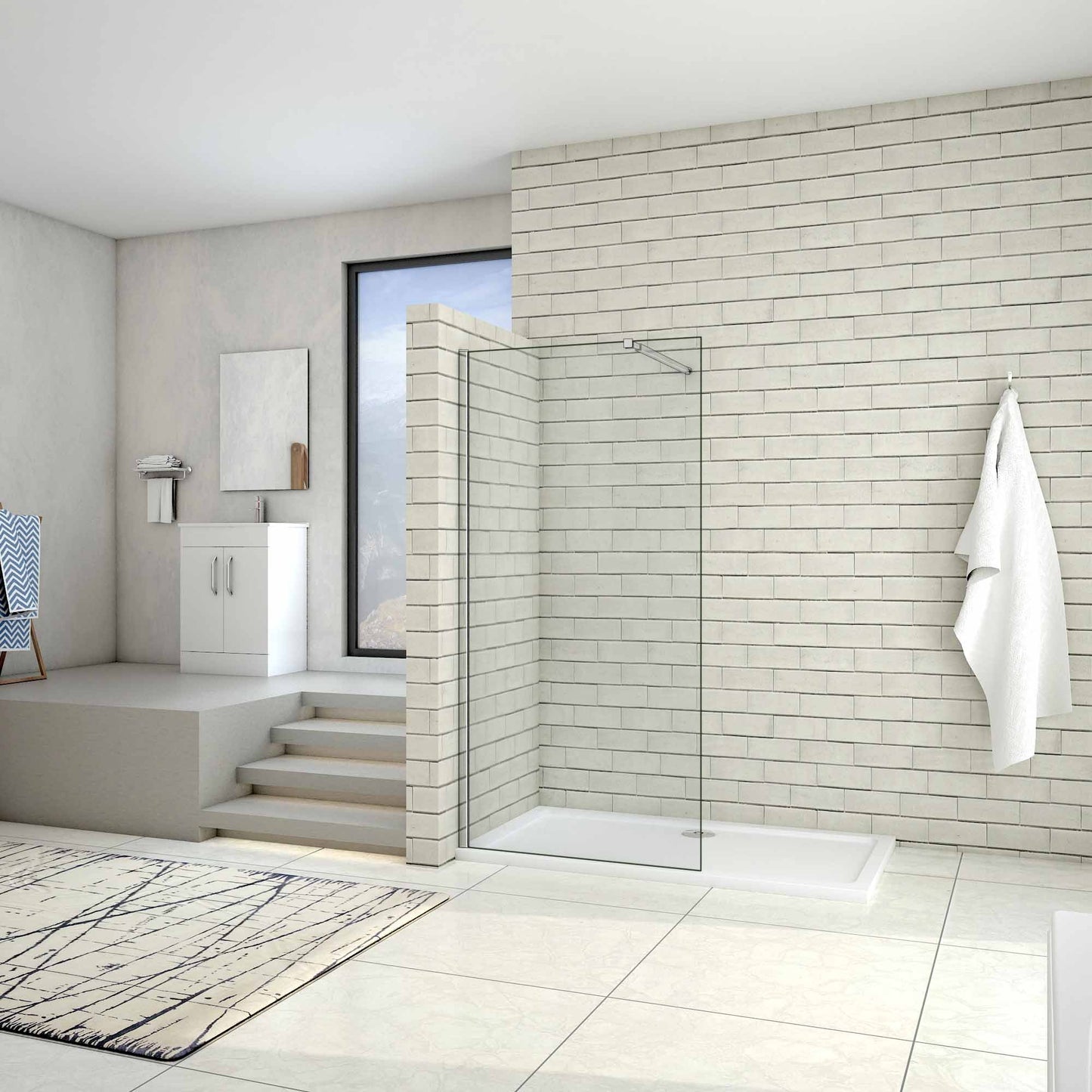 inloopdouche,douchescherm,stabilisator,5mm helder veiligheidsglas nano easyclean antikalk,douchewand