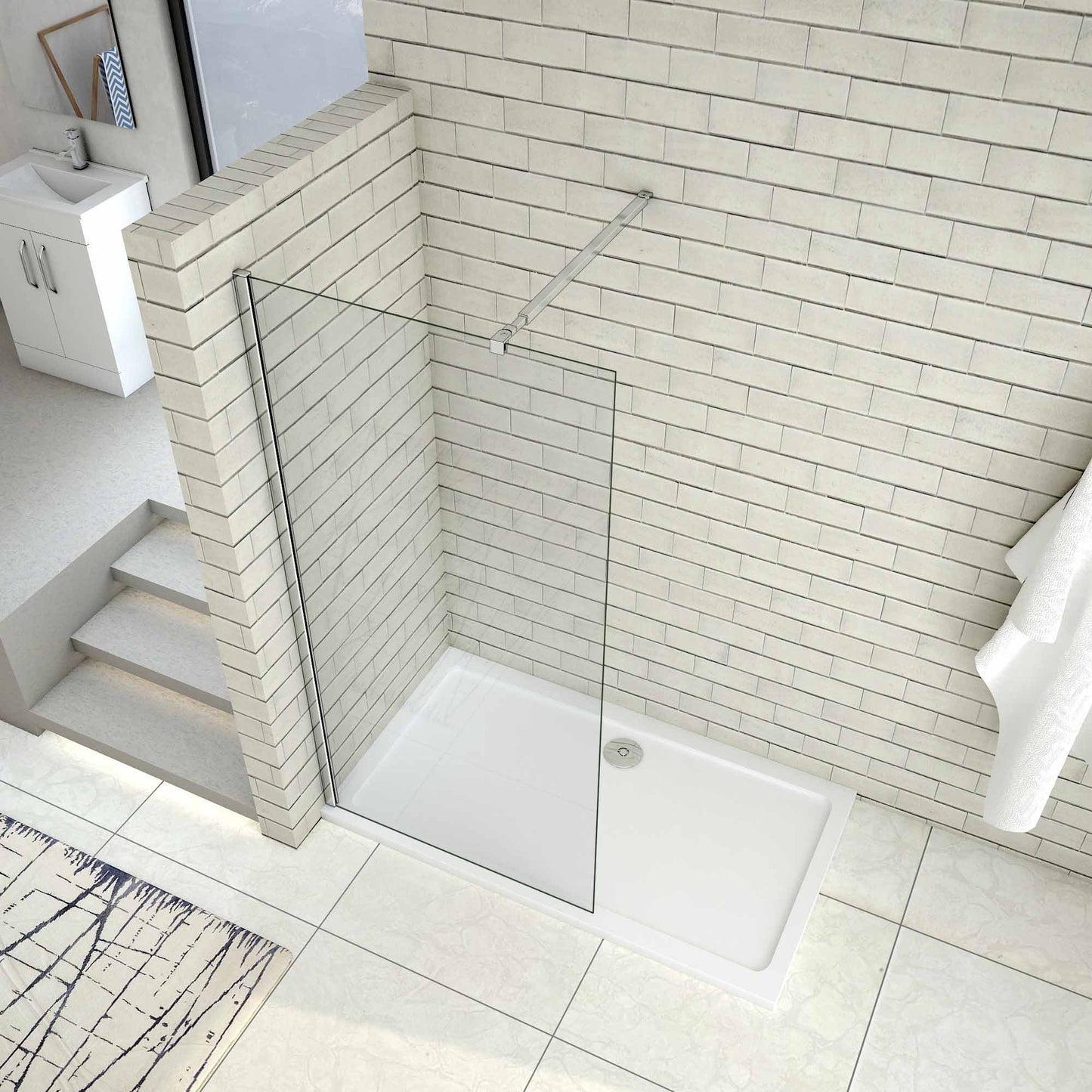 inloopdouche,douchescherm,stabilisator,5mm helder veiligheidsglas nano easyclean antikalk,douchewand