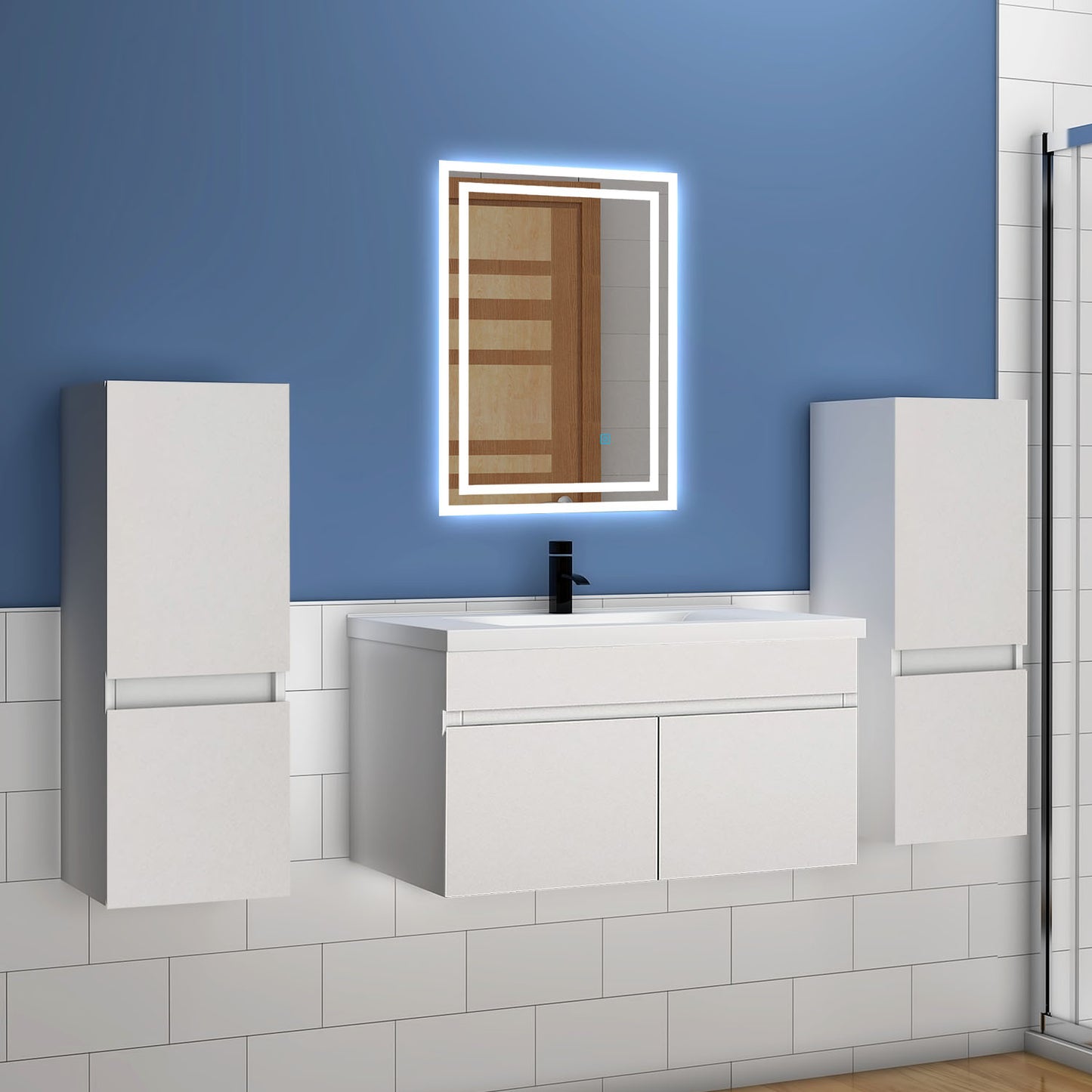 Hoge kast 83 tot 130 cm hangkast badkamerkast badkamerkast wit mat