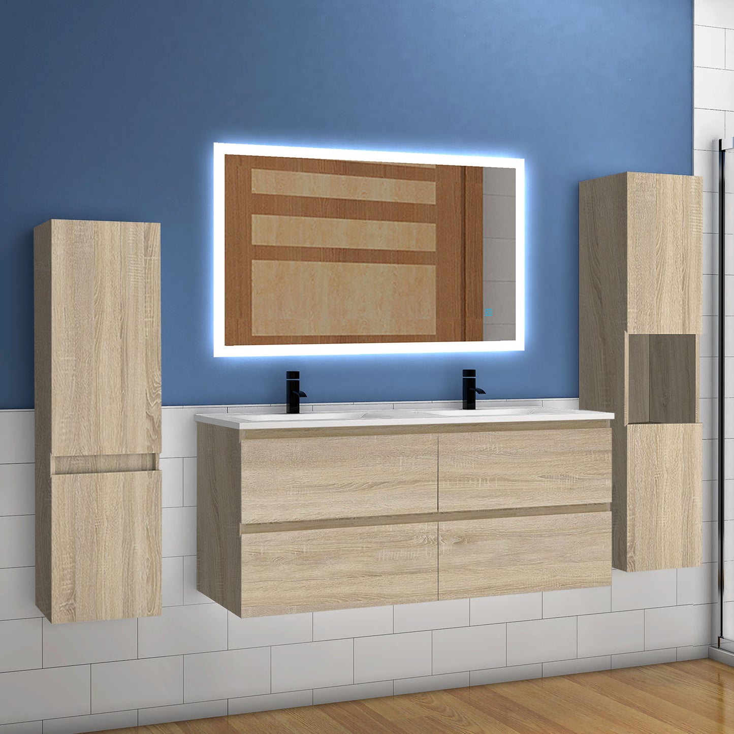 Hoge kast 83 tot 130 cm hangkast badkamerkast badkamerkast wit mat
