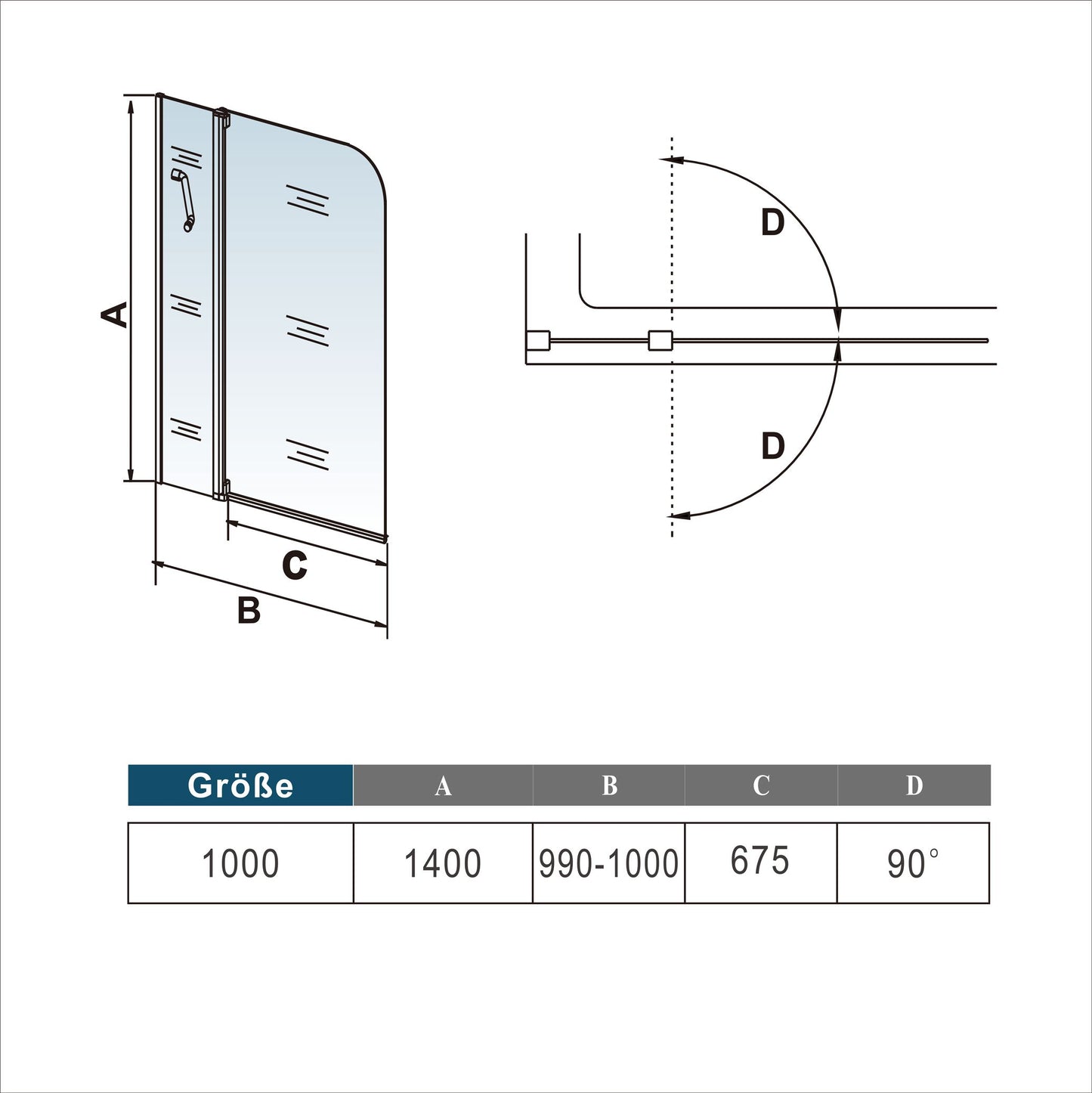180?? draaibare douchescherm douchewand, 4mm helder gehard veiligheidsglas, profielen met elektroforese coating