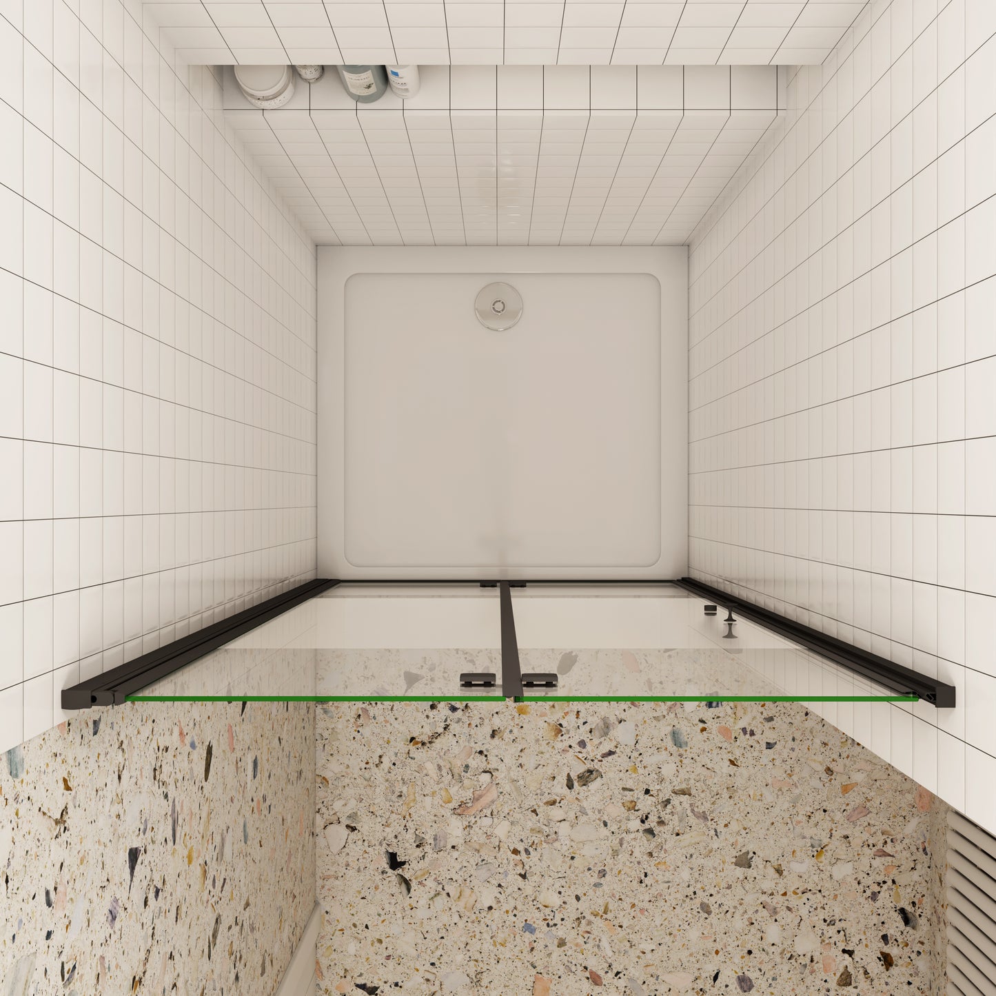 70/76/80/90/100/110/120x195cm douchedeur Vouwdeur Mat Zwart Profiel met een matte strook,6mm NANO veiligheidsglas 180° draaibaar