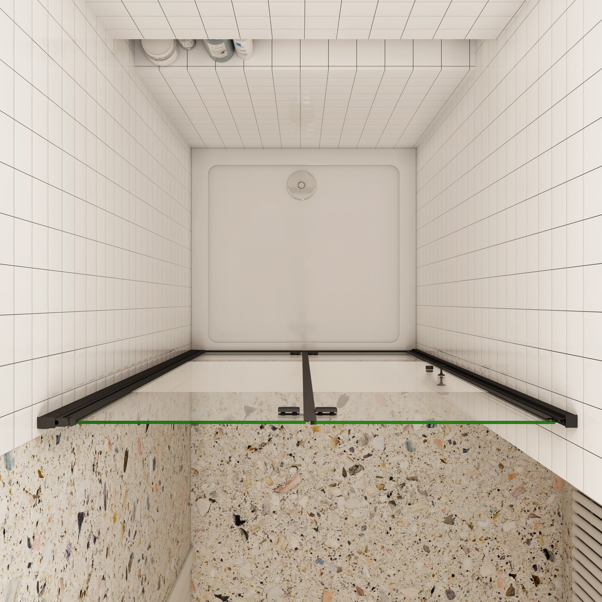 70/76/80/90/100/110/120x195cm douchedeur Vouwdeur Mat Zwart Profiel met een matte strook,6mm NANO veiligheidsglas 180° draaibaar