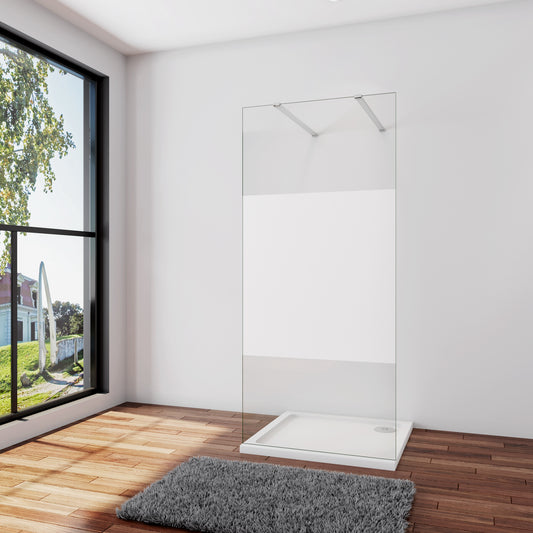 Inloopdouche 117,7x200cm,8mm NANO EasyClean veiligheidsglas matglas,N-vorm: 90cm Stabilisatiestangen x2