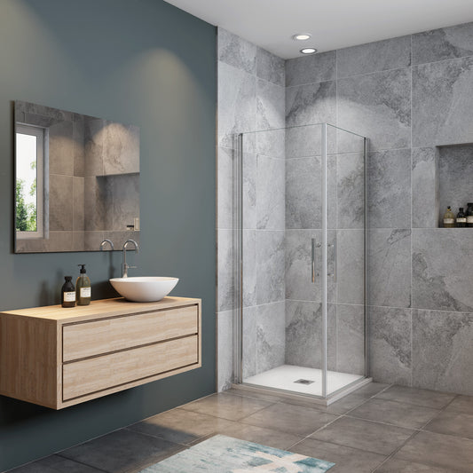 Douchecabine B:70-80-90-100xD:70-80-90-100x180cm,dubbele draaideuren,6mm NANO EasyClean veiligheidsglas,profiel van glanzend chroom