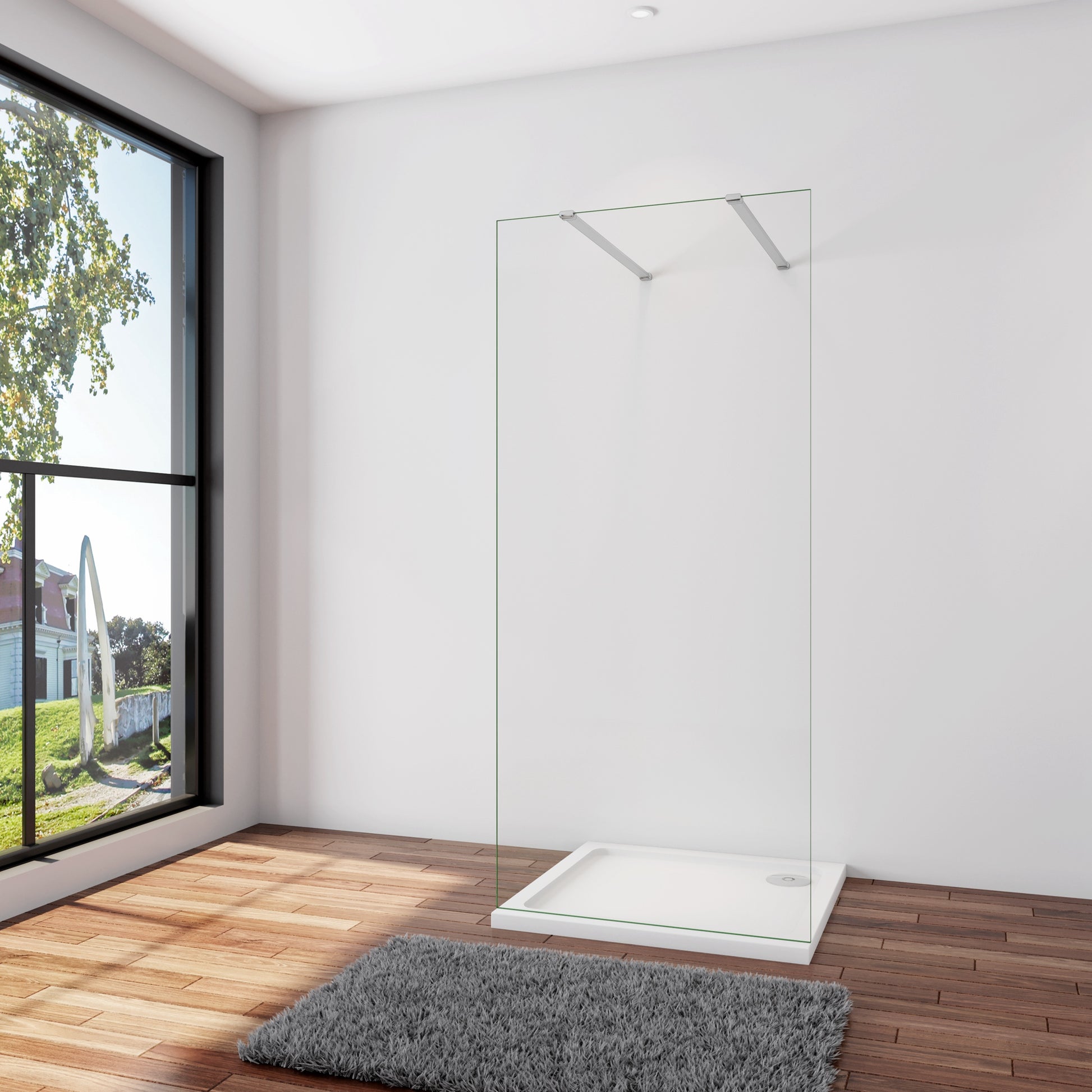 Inloopdouche 137,7x200cm + 2 N-vorm: 90cm Stabilisatiestangen,8mm nano-veiligheidsglas