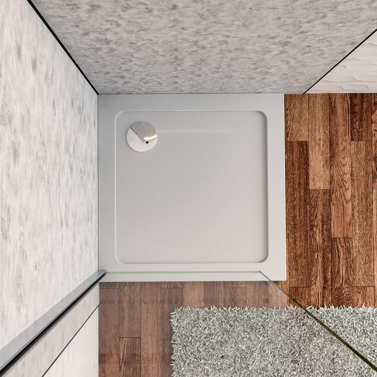 Aica ontwerp Driezijdige douchecabine 80-90x80-90x80-90x185cm Twee schuifdeuren+één zijpaneel 6mm gehard glas glanzend chroom met wit complete douchebak(Extra plat)