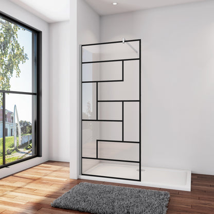 Inloopdouche 80X200cm, verstelbare stabilisatiestang F:90cm,8mm NANO EasyClean veiligheidsglas