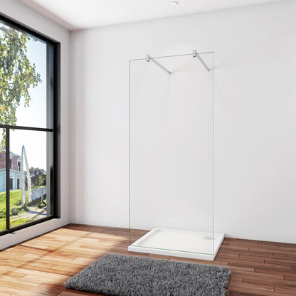 Inloopdouche 57,7x200cm,met 2 F-vorm:140cm Stabilisatiestangen,10mm nano-veiligheidsglas