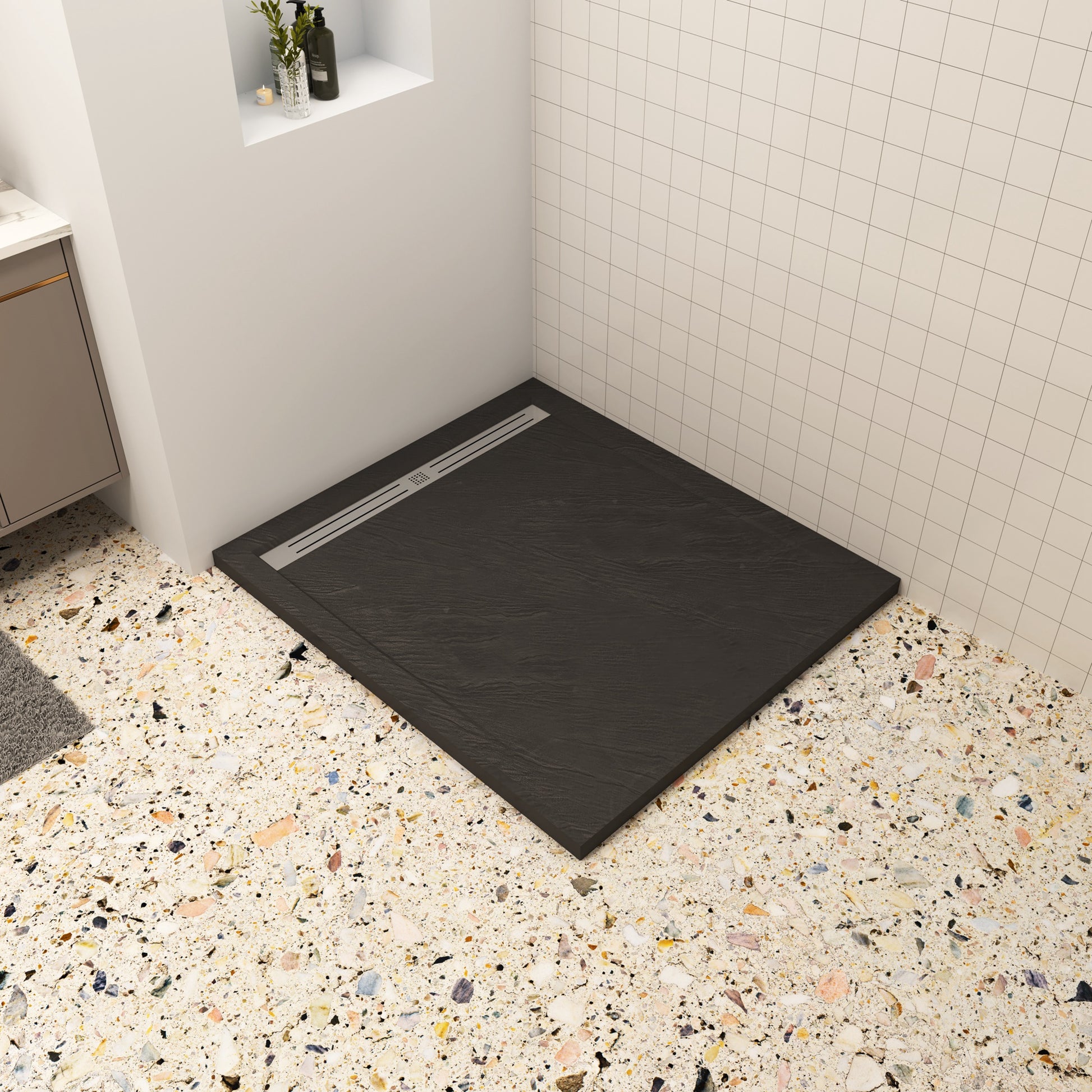 Aica ontwerp Driezijdige douchecabine 70-80-90x70-80-90x70-80-90x185cm Twee schuifdeuren 6mm+één zijpaneel 5mm gehard glas glanzend chroom