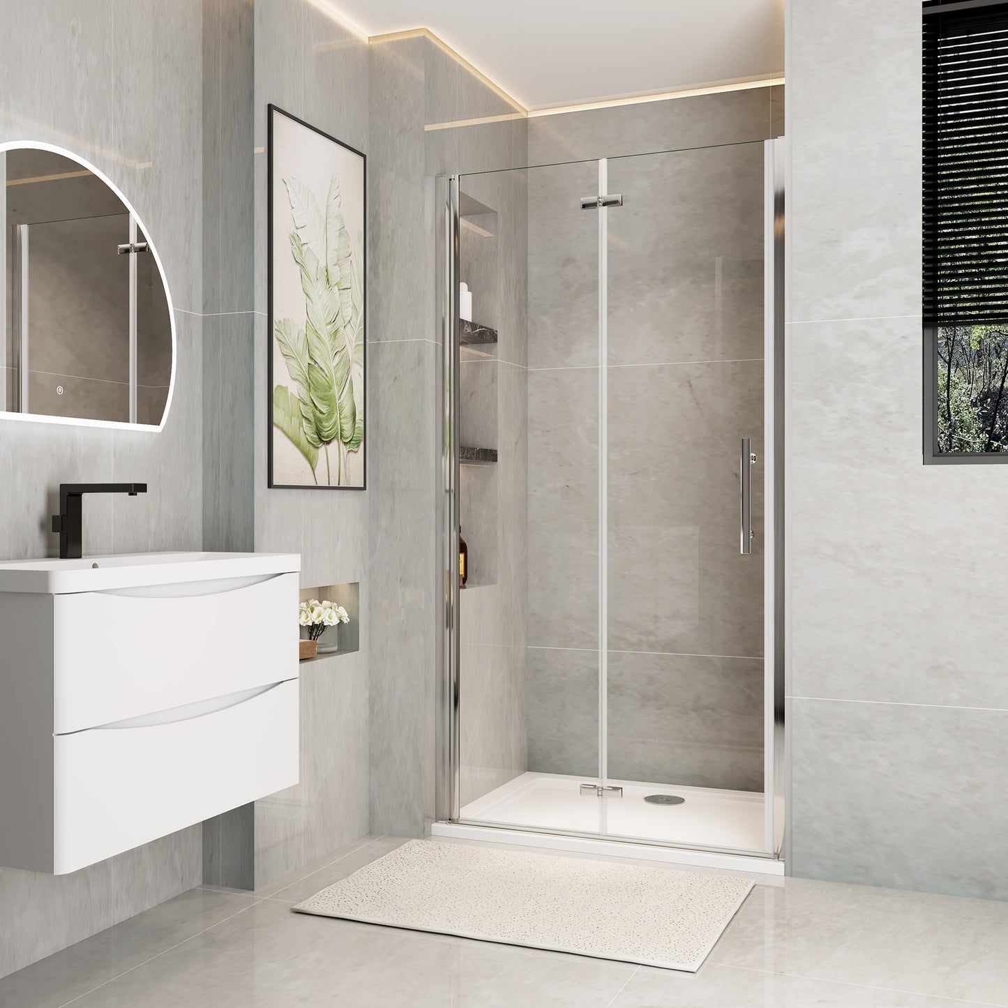 Aica Neutraal design douchedeur vouwdeur 70-76-80-90-100-110-120x185cm chroom 6mm gehard glas antikalk coating