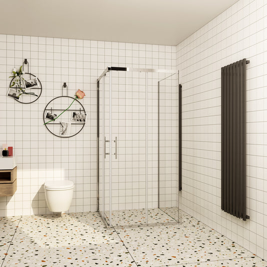 Aica ontwerp Driezijdige douchecabine 70-80-90x70-80-90x70-80-90x185cm Twee schuifdeuren 6mm+één zijpaneel 5mm gehard glas glanzend chroom