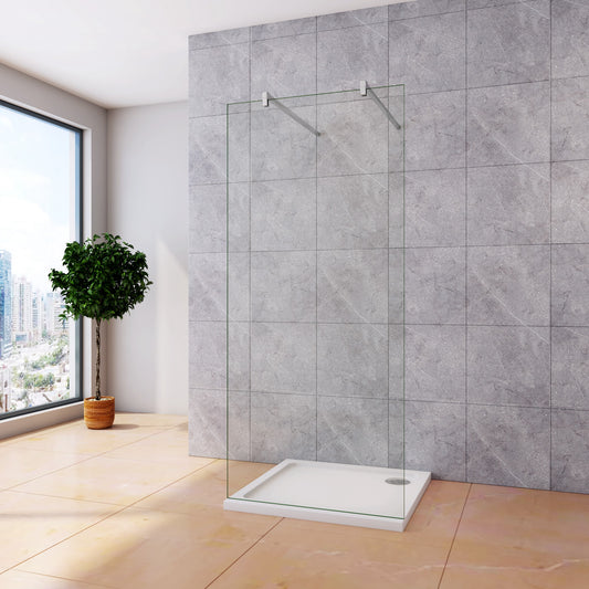 Inloopdouche 117,7x200cm + met 2 F-vorm: 90cm Stabilisatiestangen,8mm nano-veiligheidsglas