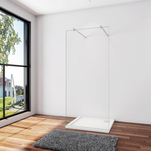 Inloopdouche 107,7x200cm ,8mm nano veiligheidsglas ,met 2 Stabilisatiestangen 70-120cm