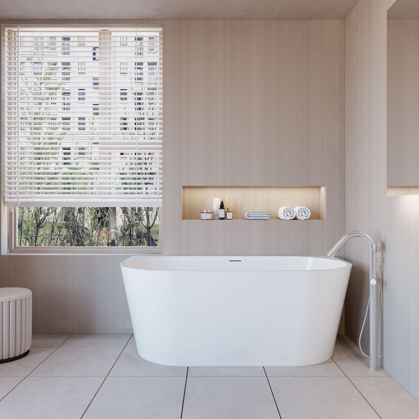 Aica Halfvrijstaand Bad 150x75x58cm/170x80x60cm-Helder Wit-Acryl-Met Afvoer-Eenvoudig te Installeren