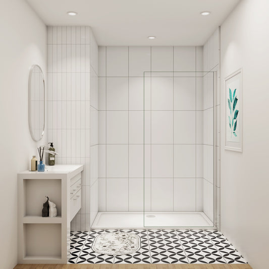 Aica moderne douchewand 30-90x200 cm 8 mm NANO Easyclean veiliges gehard glas - gemakkelijk te installeren glanzend chroom profiel