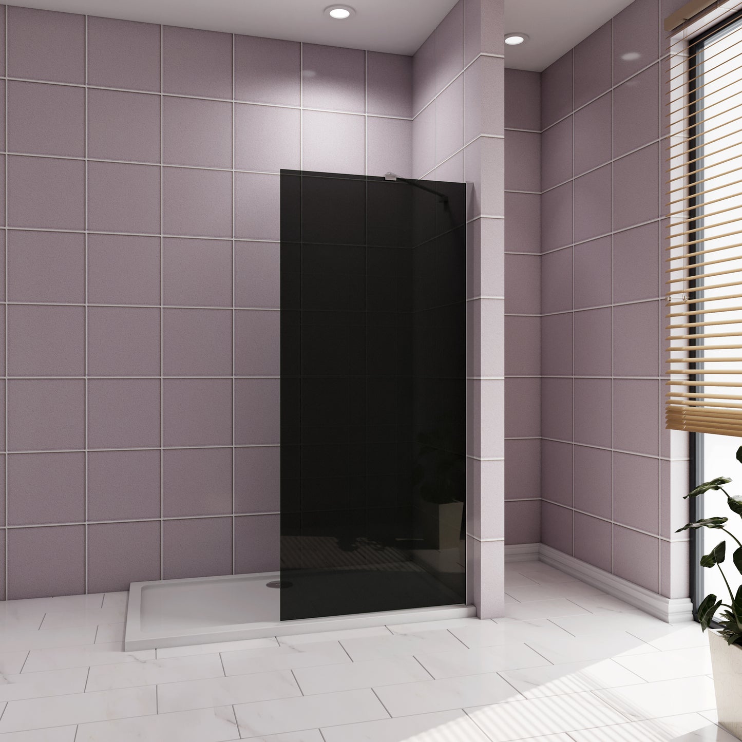 Aica Industriële douchewand 80/90x200 cm 8 mm NANO gehard glas met zwarte veiligheidsfolie 45/50cm draaibaar stabilisatiestang glanzend chroom dubbele veiligheidswaarborg
