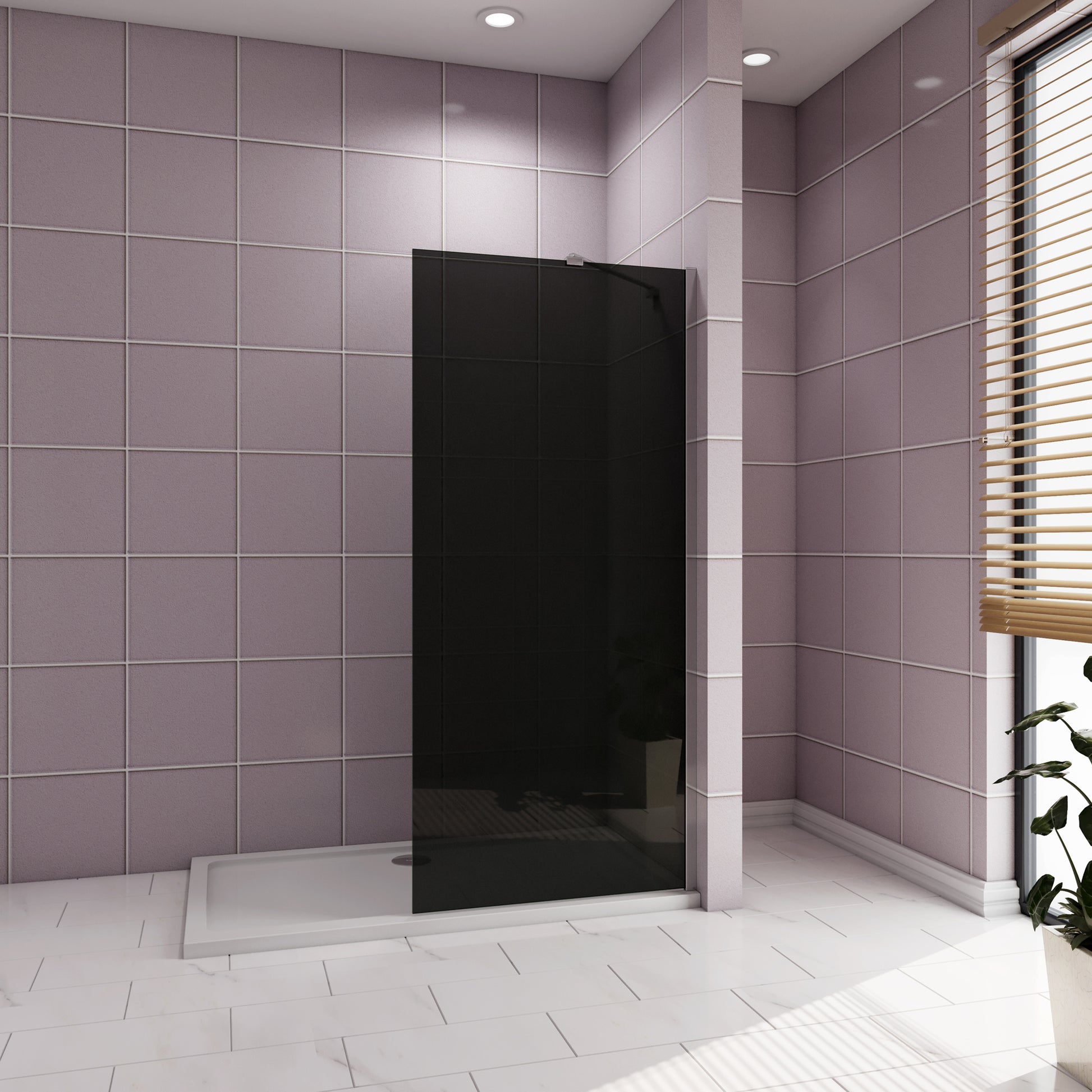 Aica Industriële douchewand 80/90x200 cm 8 mm NANO gehard glas met zwarte veiligheidsfolie 45/50cm draaibaar stabilisatiestang glanzend chroom dubbele veiligheidswaarborg