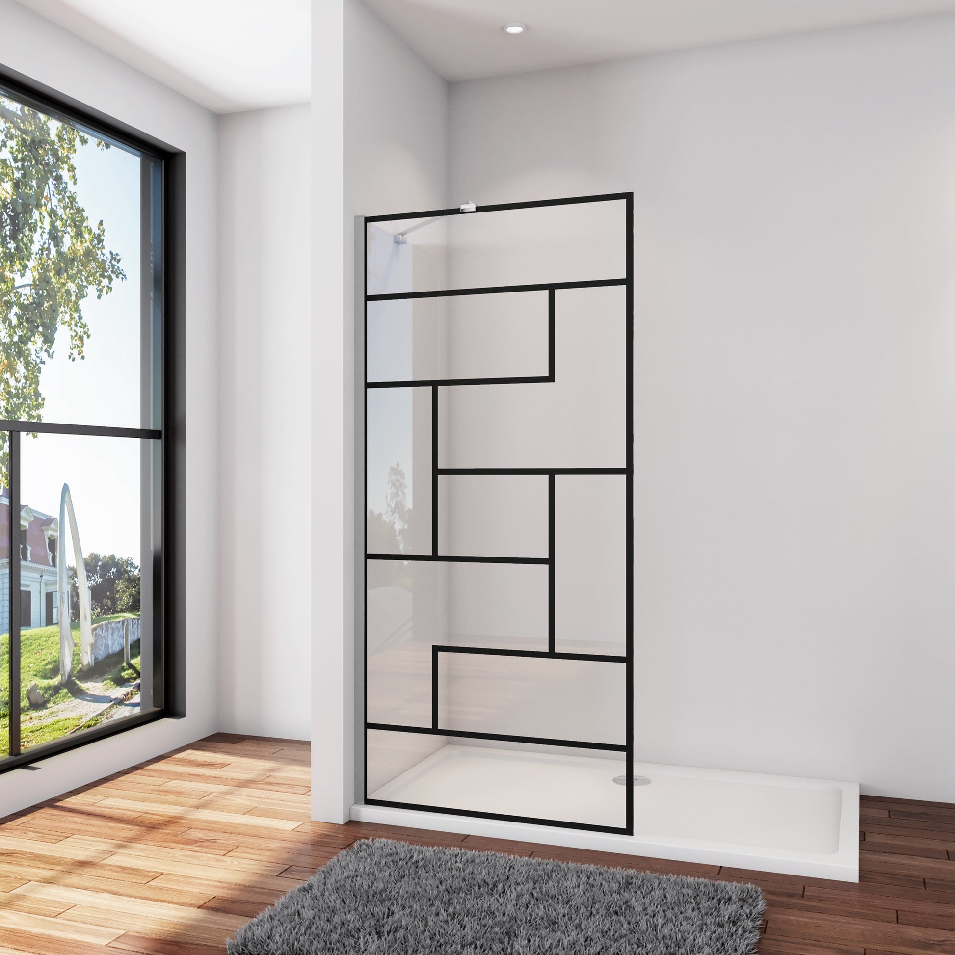 Inloopdouche 80X200cm, verstelbare stabilisatiestang 45cm,8mm NANO EasyClean veiligheidsglas