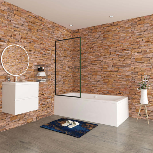 Aica industriële stijl badscherm 70/75/80x140cm 6mm easyclean glas badwand met zwarte zeefdrukrand