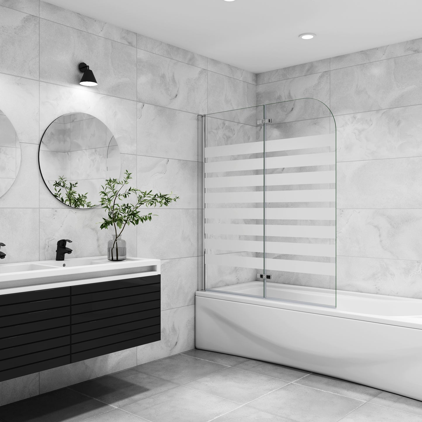 2-delig badwand 120x140cm,6mm Nano Coating helder veiligheidsglas,Links