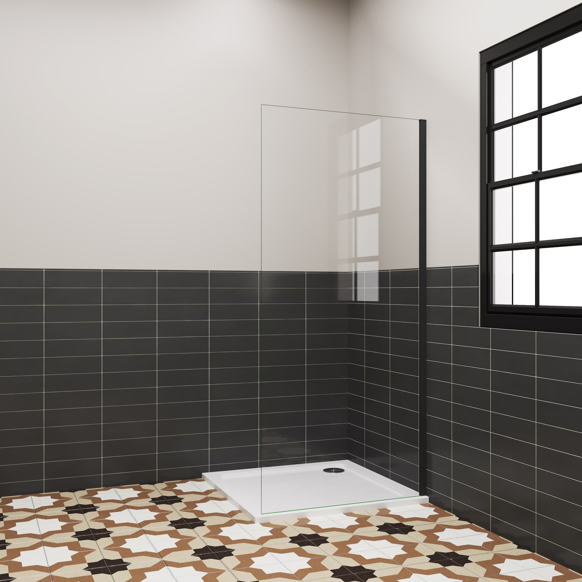 Aica moderne douchewand 65-71-75-85-95x185 cm 6 mm NANO Easyclean veiliges gehard glas - gemakkelijk te installeren mat zwart profiel