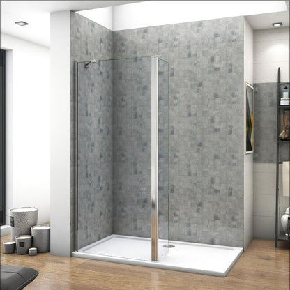 30-100x200cm inloopdouche + 30x200cm draaibaar hoekprofiel + 45cm Stabilisatiestang 8mm NANO EasyClean veiligheidsglas douchescherm