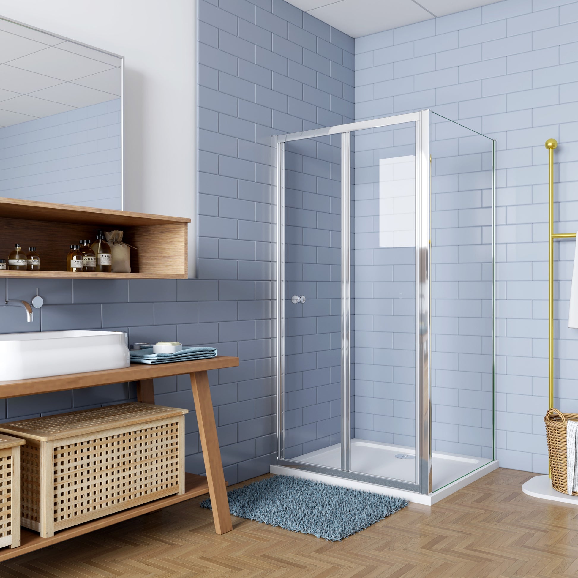 Douchecabine Vouw-/schuifdeur+¨¦¨¦n zijpaneel 5mm veiligheidsglas-gepolijst chroom frame