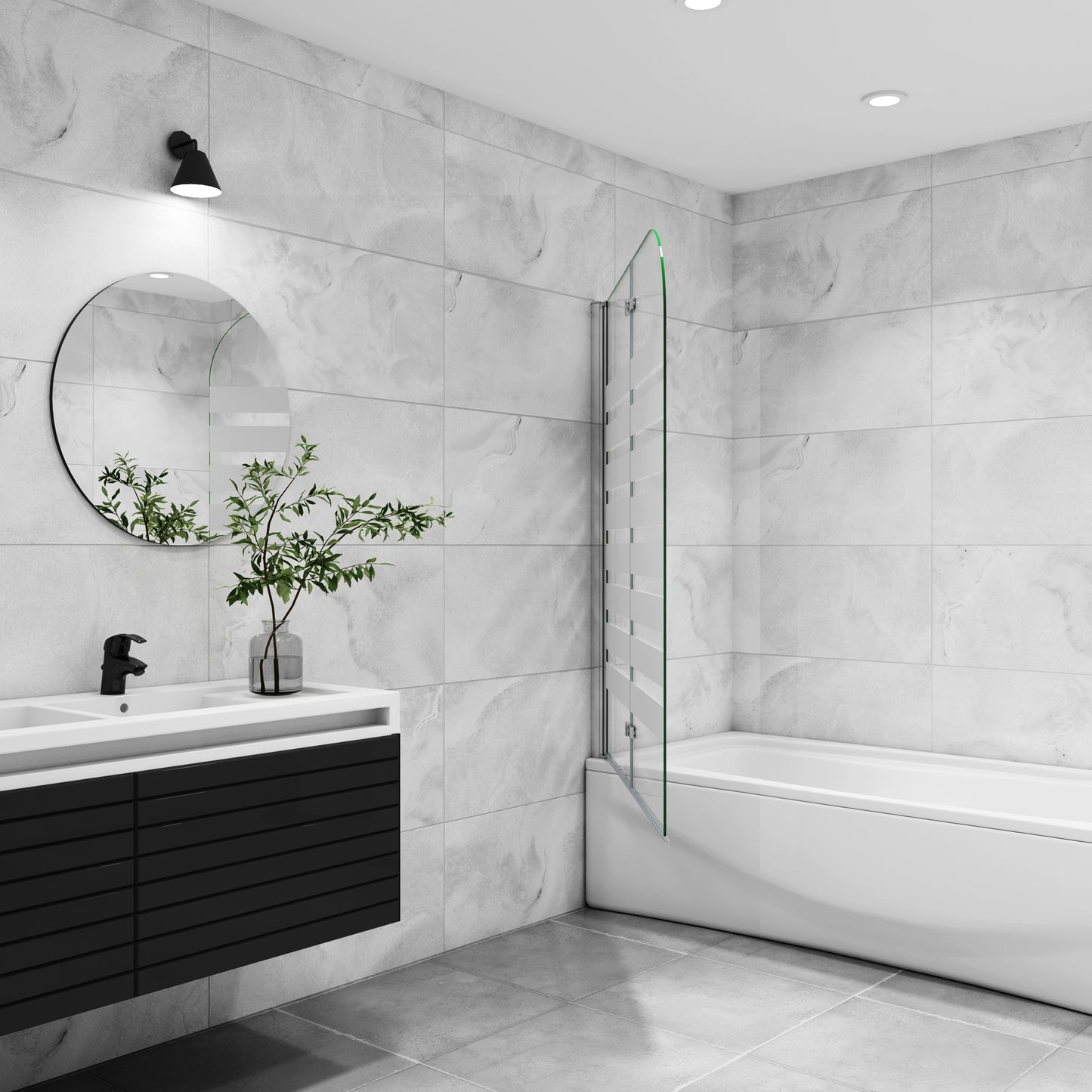 2-delig badwand 120x140cm,6mm Nano Coating helder veiligheidsglas,Links