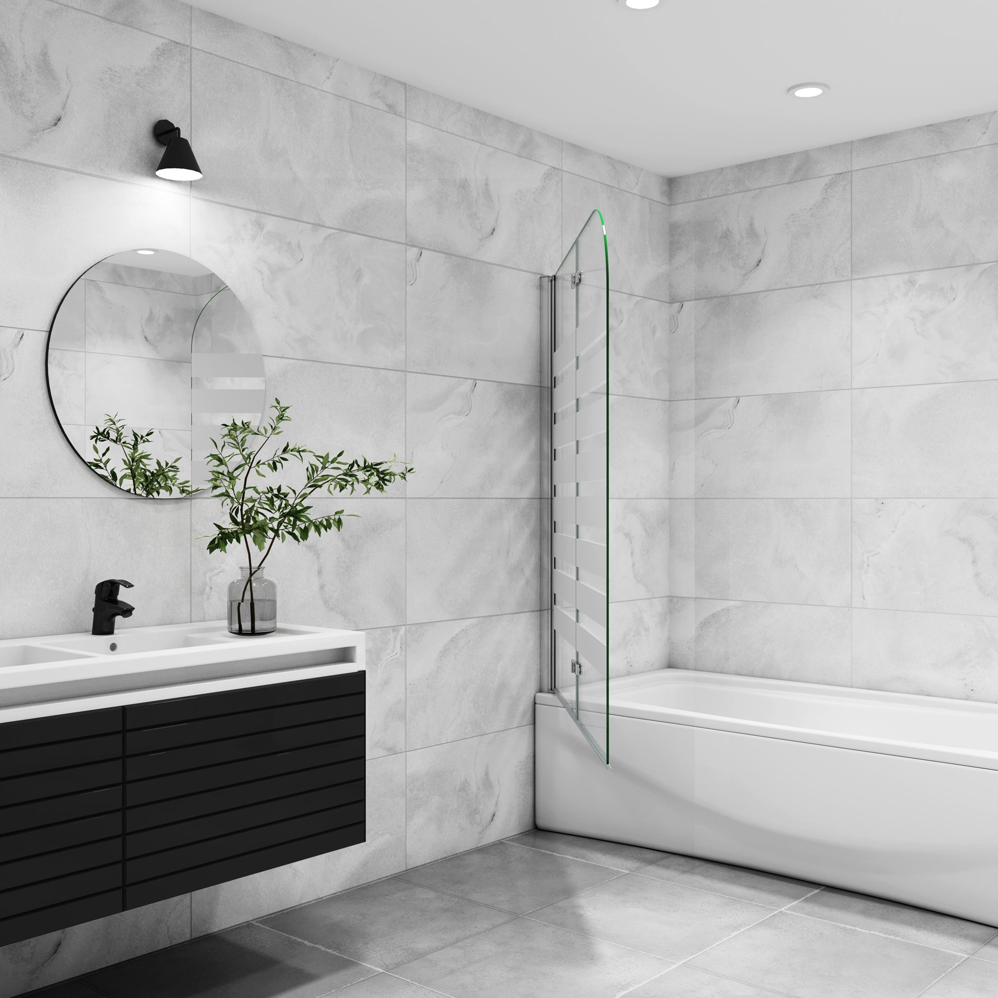 2-delig badwand 120x140cm,6mm Nano Coating helder veiligheidsglas,Links