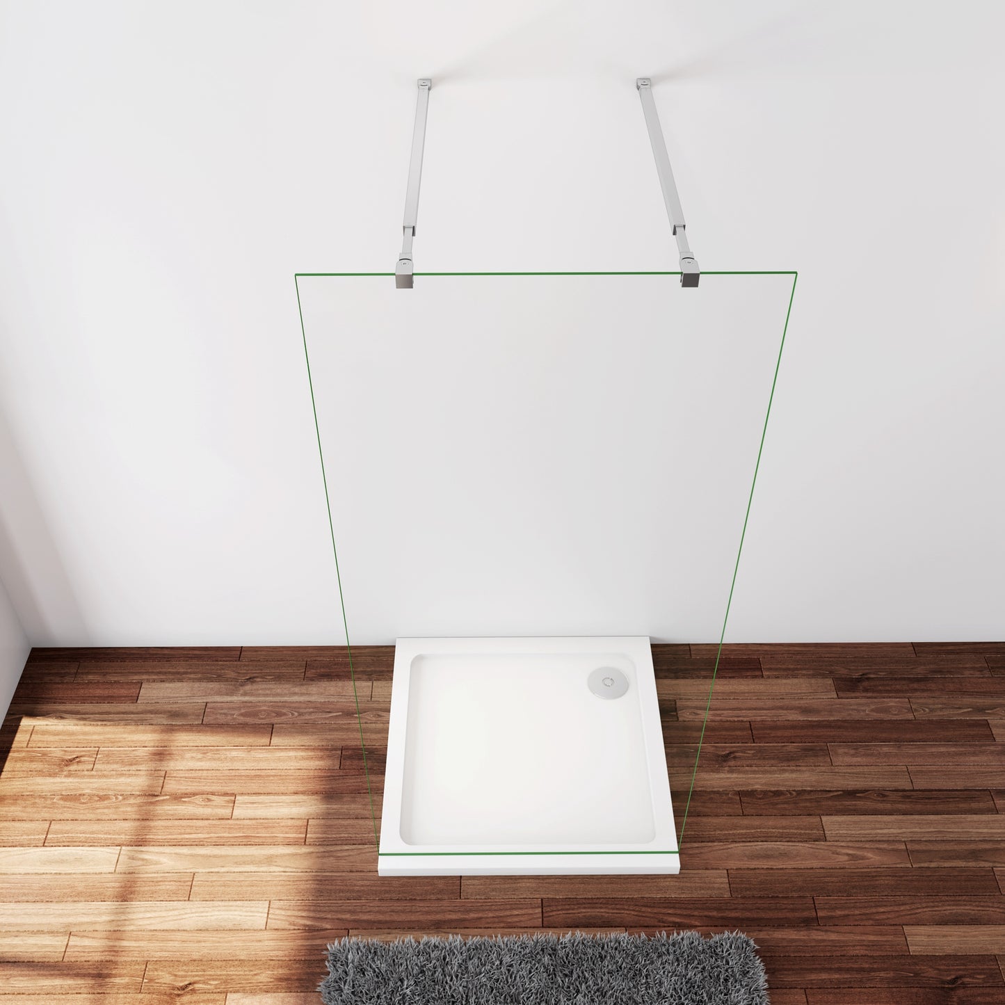 Inloopdouche 117,7x200cm + met 2 Stabilisatiestangen 73-120cm,8mm nano veiligheidsglas