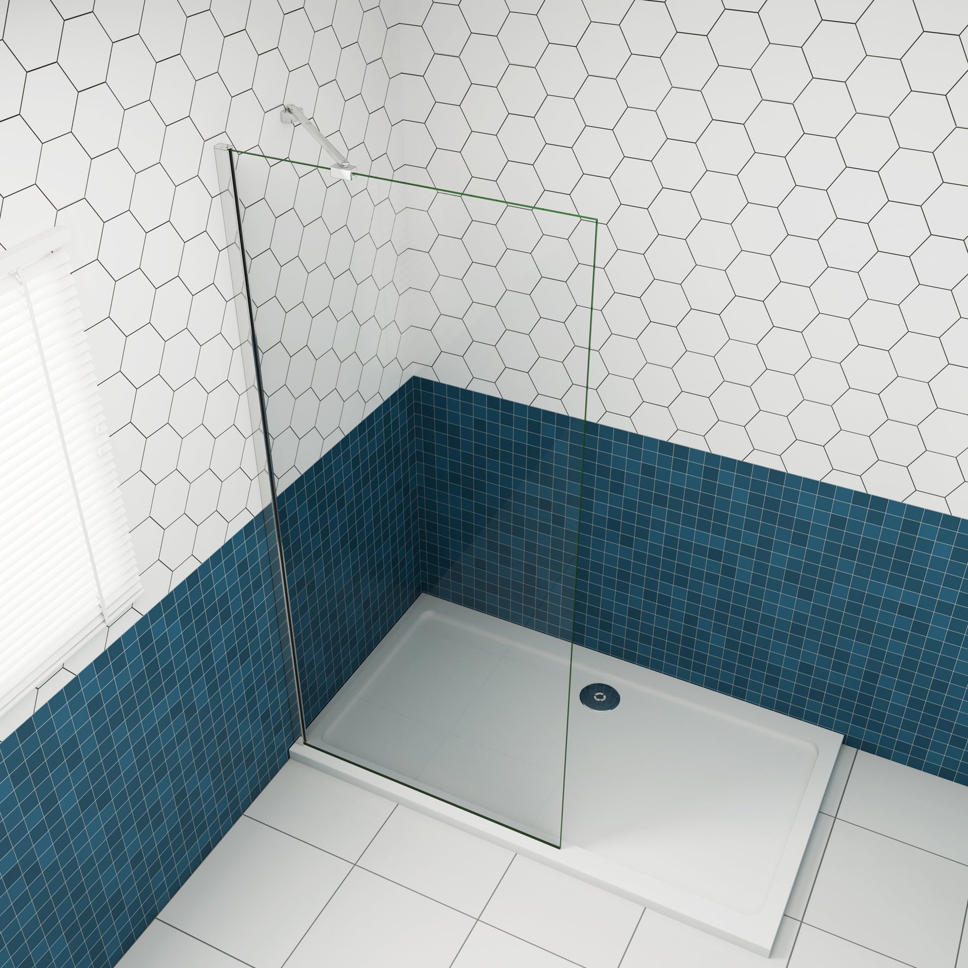Aica moderne douchewand 30-90x200 cm 8 mm NANO Easyclean veiliges gehard glas 45/50 cm draaibaar stabilisatiestang - gemakkelijk te installeren glanzend chroom profiel