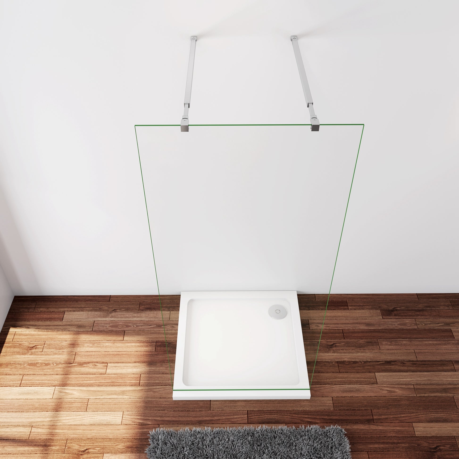 Inloopdouche 107,7x200cm + met 2 Stabilisatiestangen 73-120cm,8mm nano veiligheidsglas