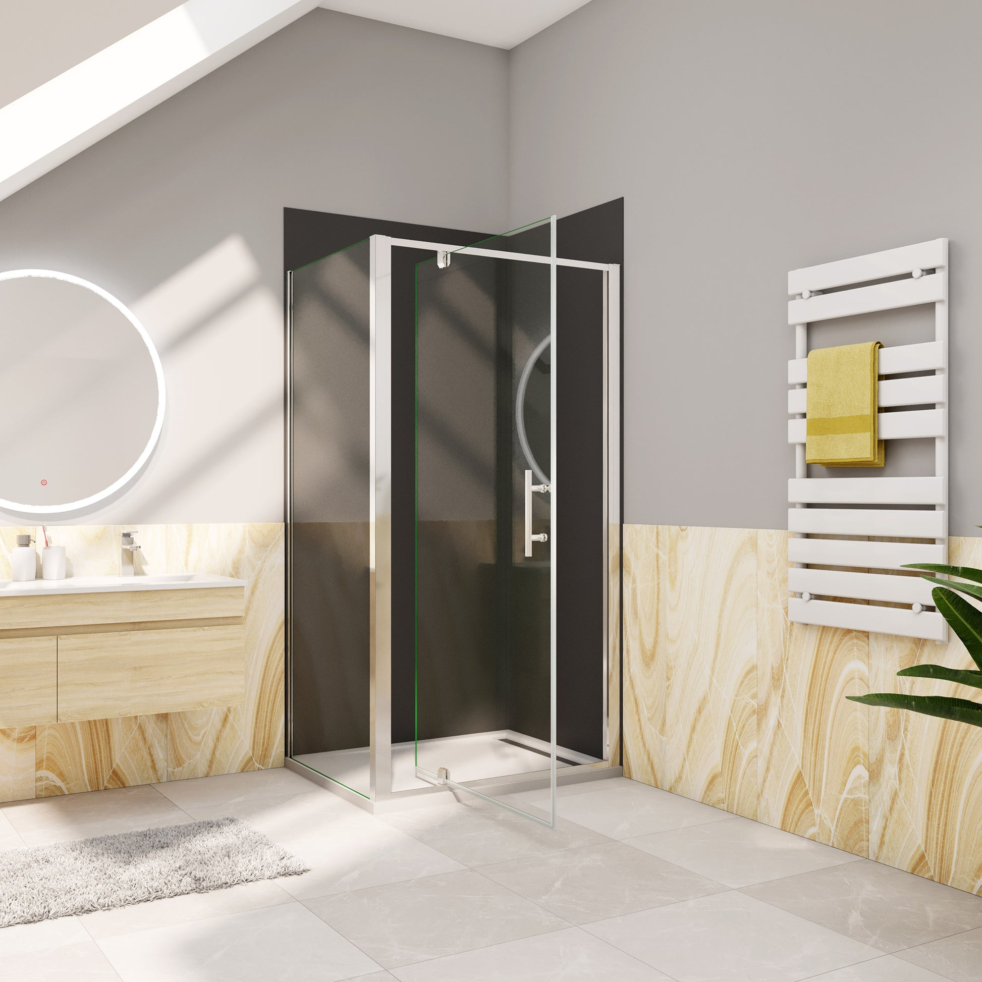 Douchecabine Draaideur+¨¦¨¦n zijpaneel 5mm veiligheidsglas-gepolijst chroom frame