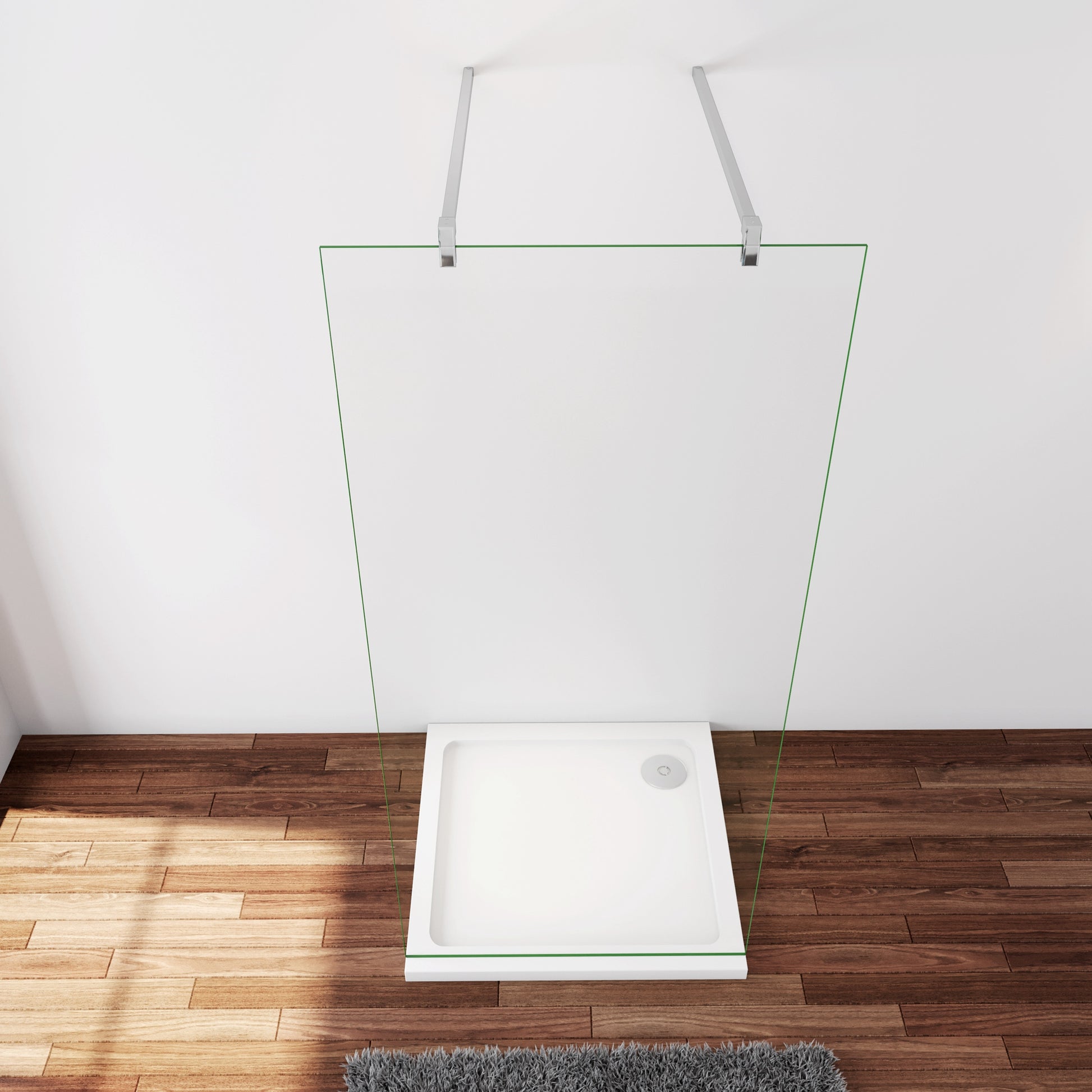 Inloopdouche 77,7x200cm,met 2 F-vorm:140cm Stabilisatiestangen,10mm nano-veiligheidsglas