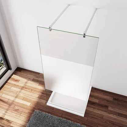 Inloopdouche 107,7x200cm,10mm NANO EasyClean veiligheidsglas matglas,F-vorm: 140cm Stabilisatiestangen x2