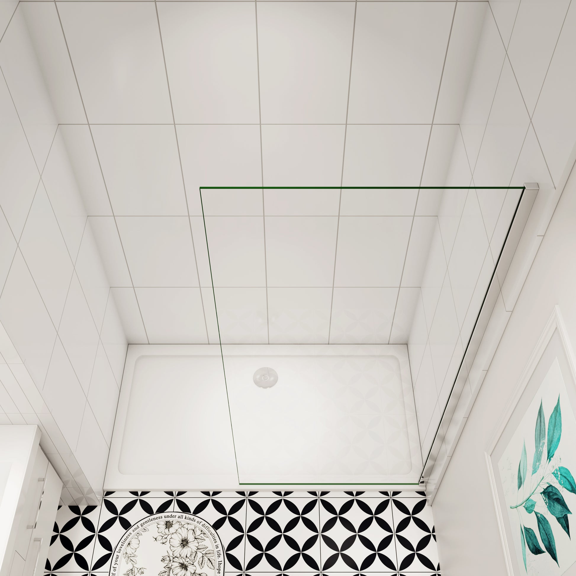 Aica moderne douchewand 30-80x200 cm 10 mm NANO Easyclean veiliges gehard glas glanzend chroom - gemakkelijk te installeren