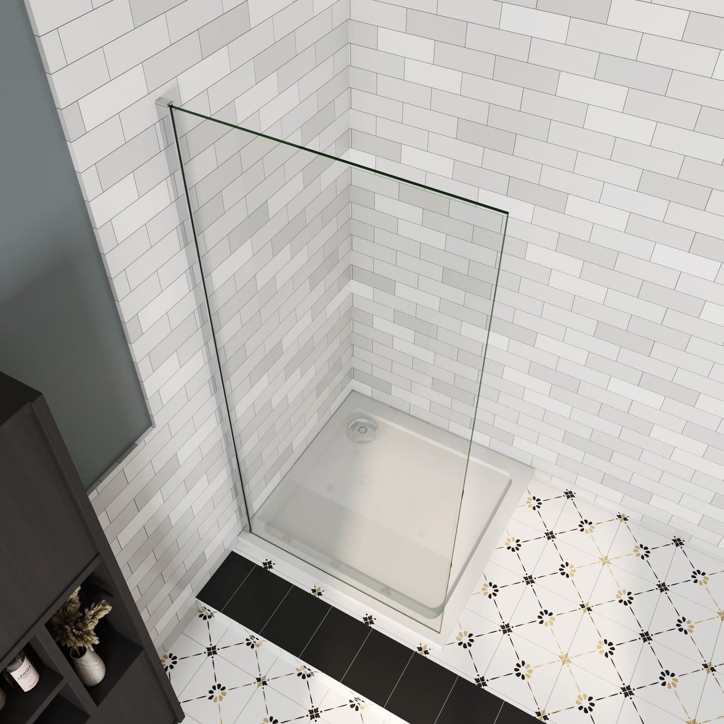Aica moderne douchewand 65-71-75-85x185 cm 6 mm NANO Easyclean veiliges gehard glas - gemakkelijk te installeren glanzend chroom profiel