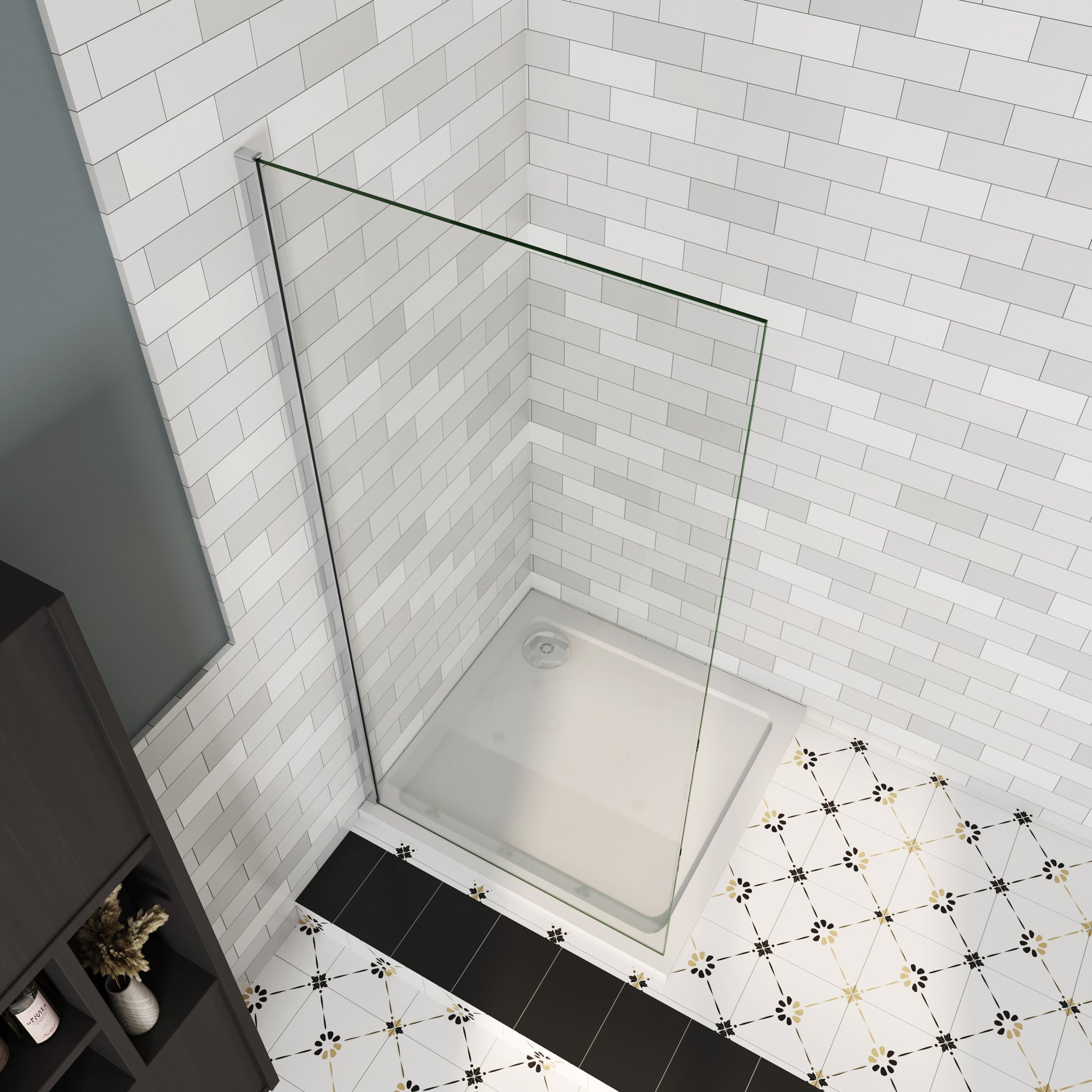 Aica moderne douchewand 65-71-75-85x185 cm 6 mm NANO Easyclean veiliges gehard glas - gemakkelijk te installeren glanzend chroom profiel