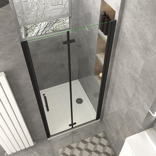Aica Minimalistisch douchedeur vouwdeur 70-76-80-90-100-110-120x185cm zwart mat afwerking 6mm veiligheidsglas antikalk coating