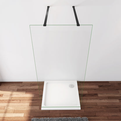 Inloopdouche 157,7x200cm,2 Stabilisatiestangen 90cm,8mm nano veiligheidsglas,zwart