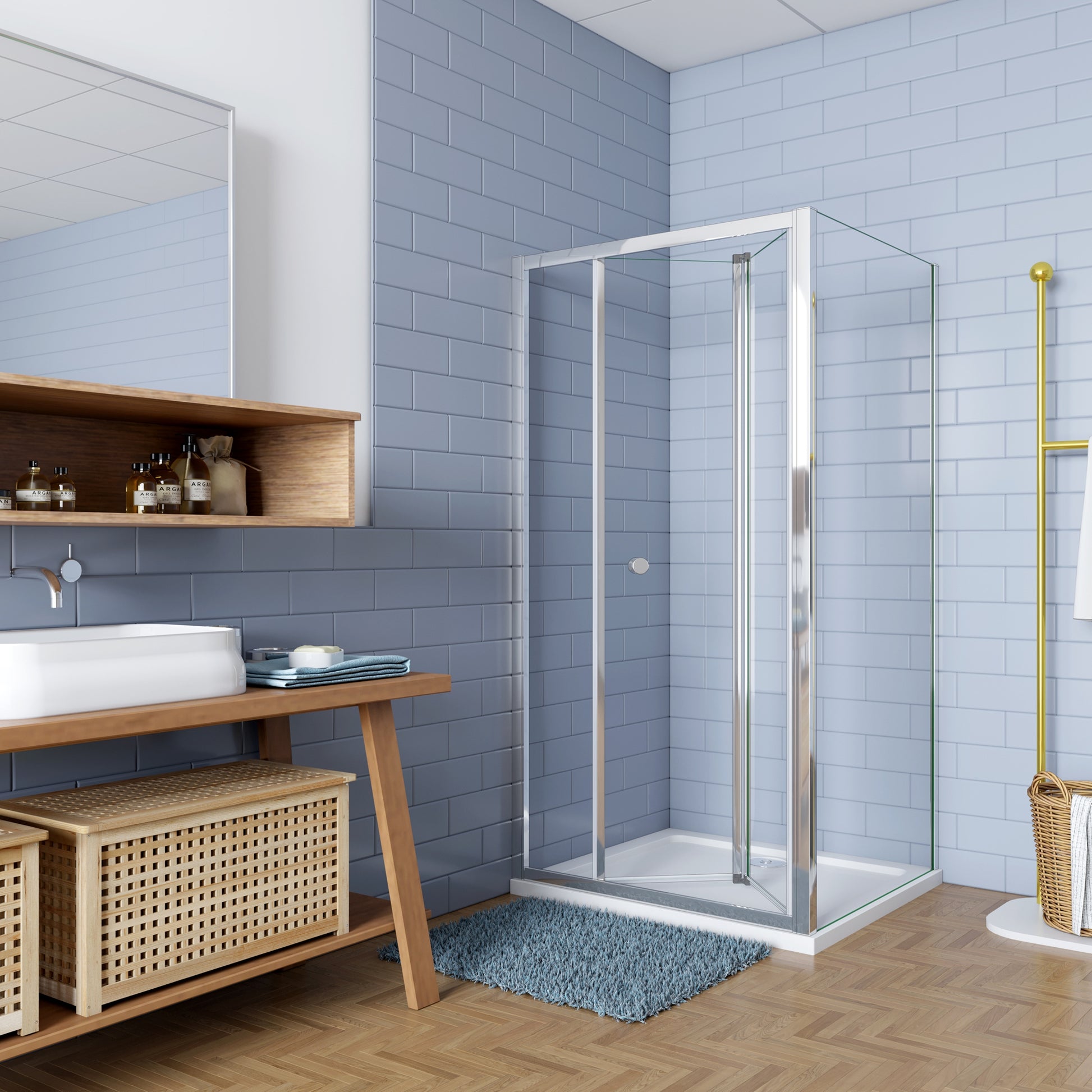 Douchecabine Vouw-/schuifdeur+¨¦¨¦n zijpaneel 5mm veiligheidsglas-gepolijst chroom frame