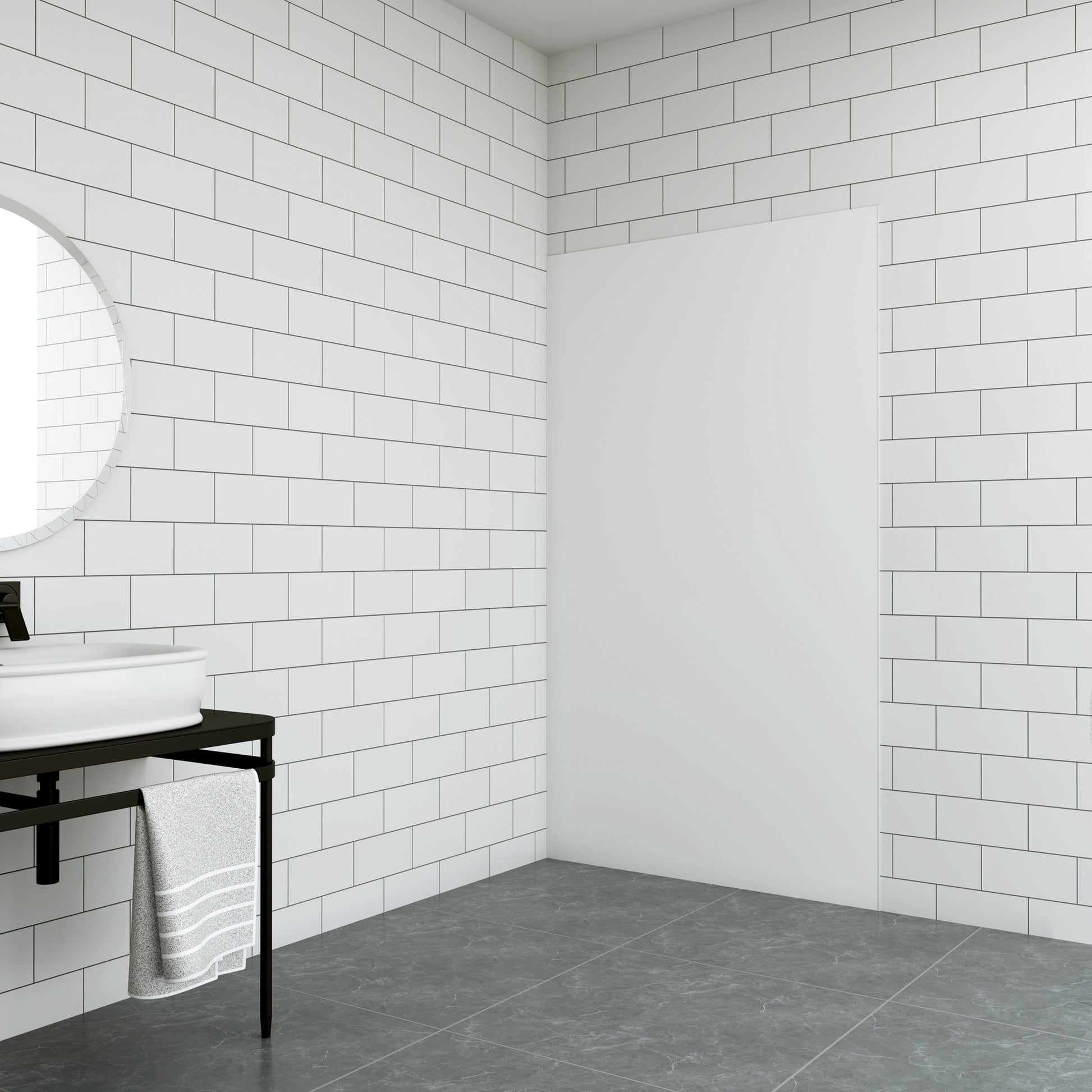 Aica B:40/80/90/100/120xH:210cm mat wit aluminium composiet platen , 3 mm dik-Set van 1 douchewandpanelen inclusief profielen-Wandpanelen